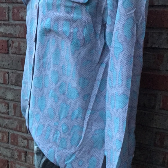 EQUIPMENTS 100% Silk Purple Blue Animal Snakeskin Blouse - Picture 6 of 10